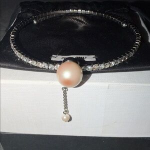 Miu Miu Silver Crystal Faux-Pearl choker necklace gorgeous comes with box/DB.
